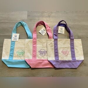 Trader Joe's Mini Pastel Canvas Tote Bags